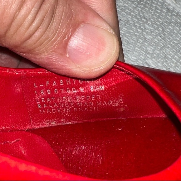 Franco Sarto Womens 8 1/2M Pumps Red Patent Leather Cork Wedge Peep Toe - Picture 10 of 11